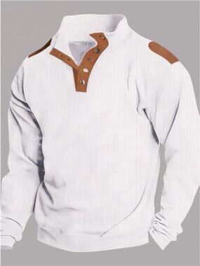 Men's Full Size Quarter Snap Long Sleeve Top Plus Size